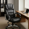 Ziko Swivel Executive Chair w Waterfall Seat | Black Faux Leather BM344484
