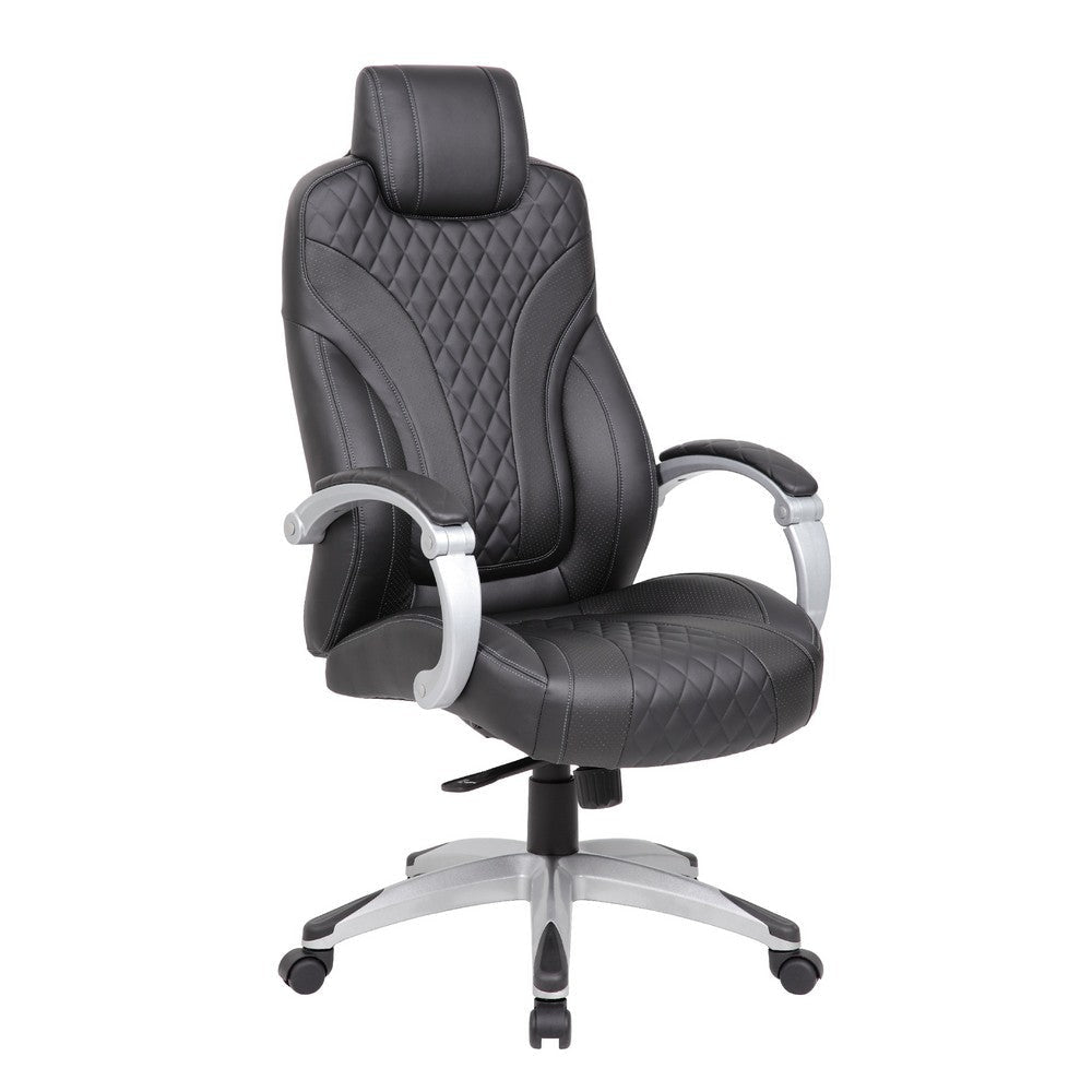 Kelly Rolling Executive Armchair | Black Stitched-Back Caressoftplus BM344486