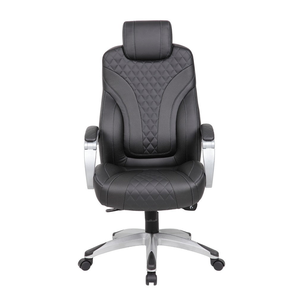Kelly Rolling Executive Armchair | Black Stitched-Back Caressoftplus BM344486