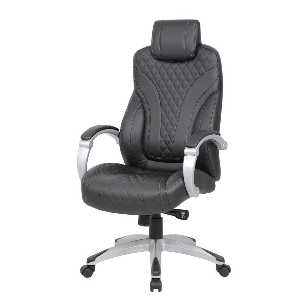 Kelly Rolling Executive Armchair | Black Stitched-Back Caressoftplus BM344486