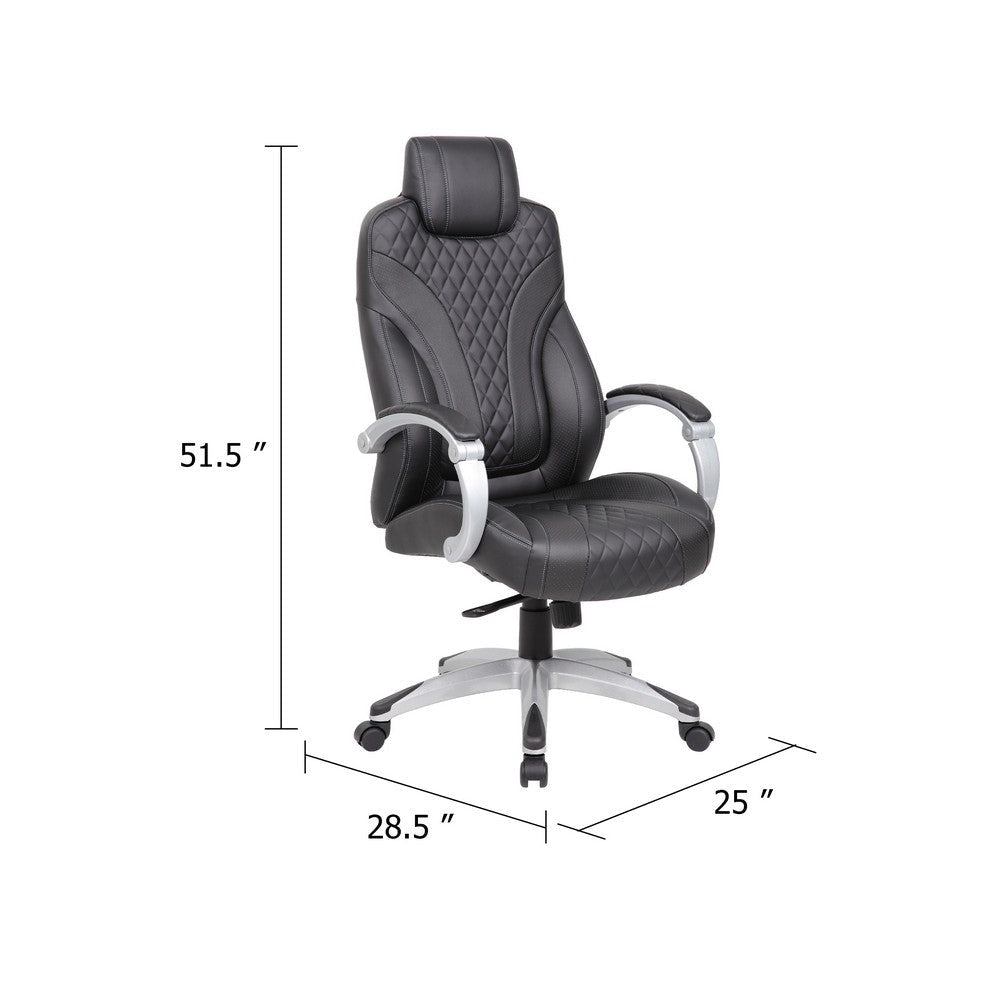 Kelly Rolling Executive Armchair | Black Stitched-Back Caressoftplus BM344486