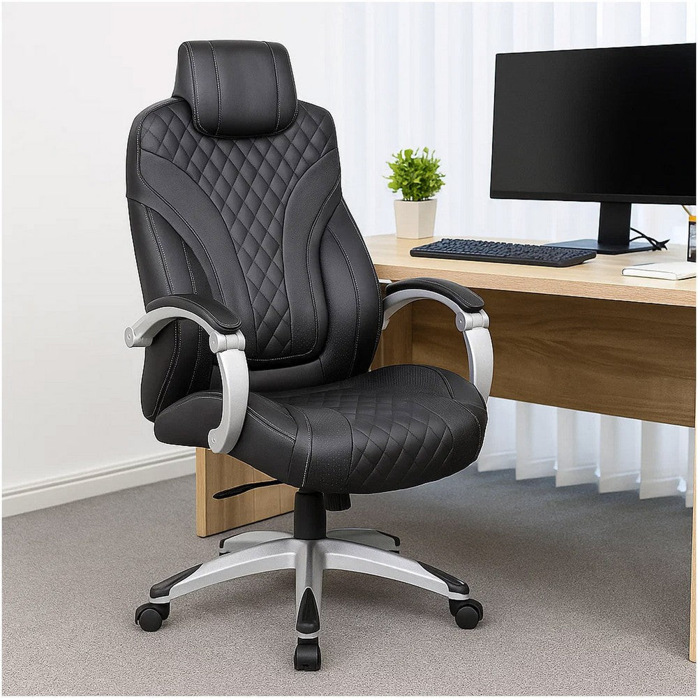 Kelly Rolling Executive Armchair | Black Stitched-Back Caressoftplus BM344486