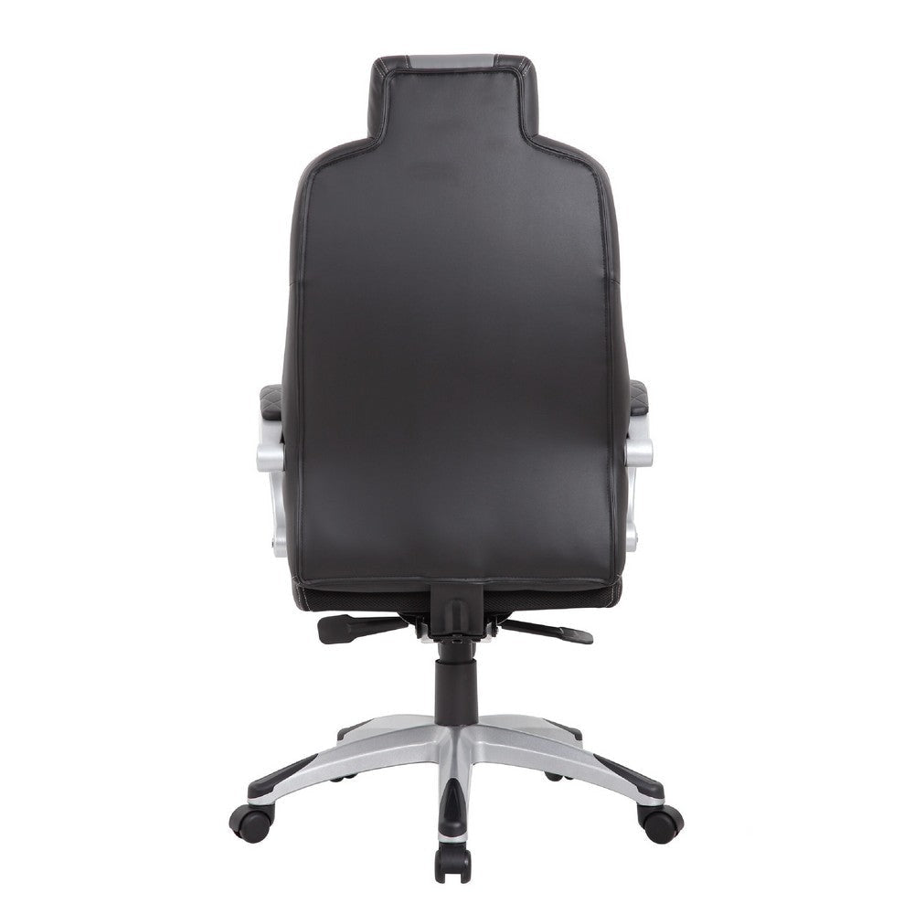 Kelly Rolling Executive Armchair | Black Gray Stitched-Back Caressoftplus BM344487