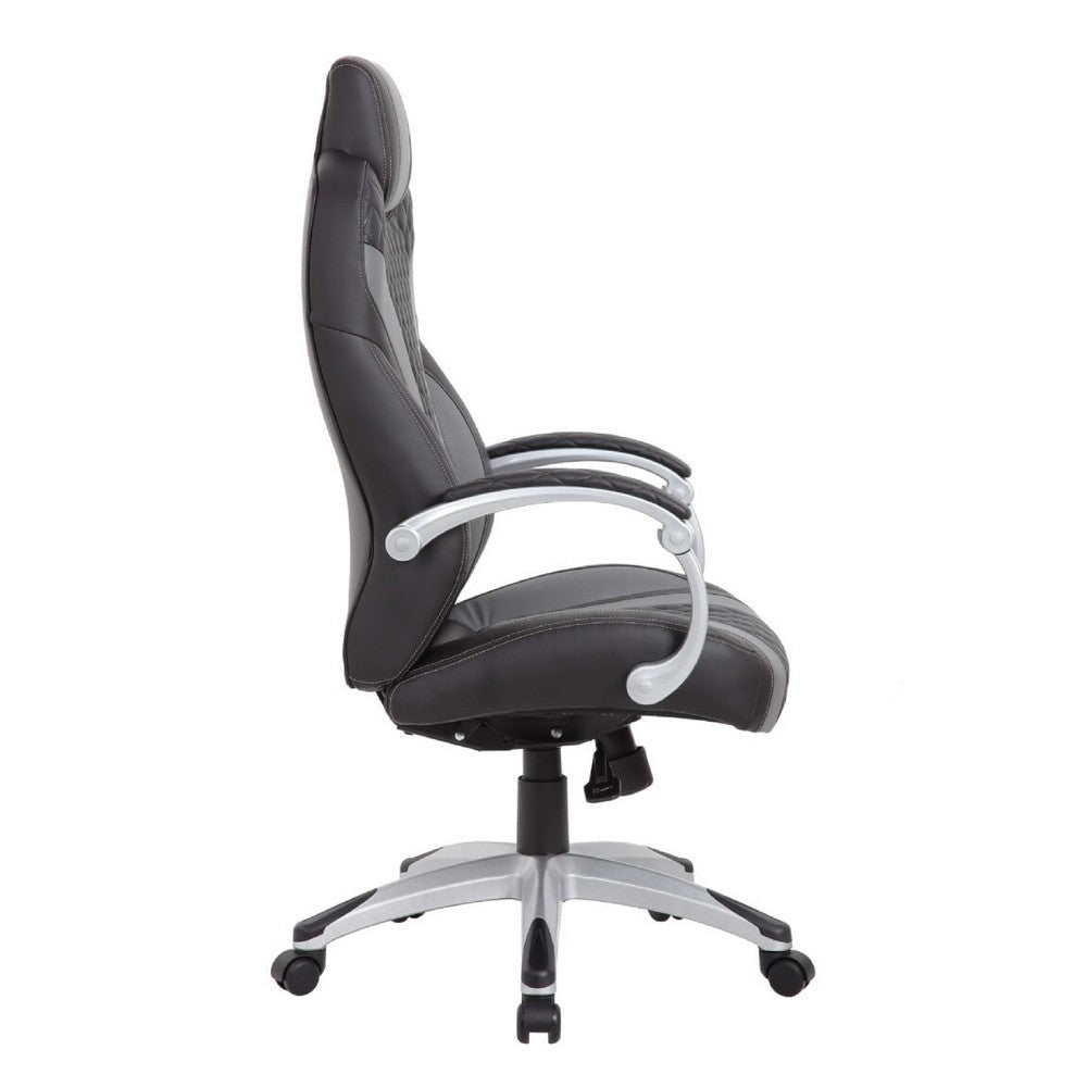 Kelly Rolling Executive Armchair | Black Gray Stitched-Back Caressoftplus BM344487