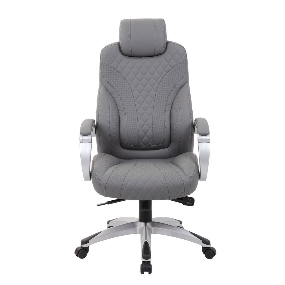 Kelly Rolling Executive Armchair | Gray Stitched-Back Caressoftplus BM344488