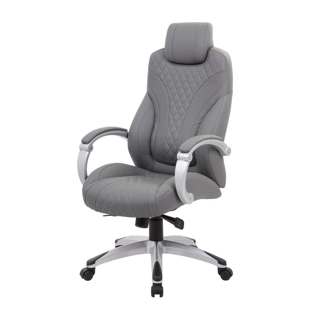 Kelly Rolling Executive Armchair | Gray Stitched-Back Caressoftplus BM344488