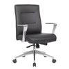 Avery Rolling Conference Armchair | Chrome | Commercial Rated Black Vinyl BM344490