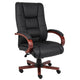 Zoey High-Back Executive Chair | Black Vinyl | Cherry Brown Wood Finish BM344491