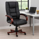 Zoey High-Back Executive Chair | Black Vinyl | Cherry Brown Wood Finish BM344491