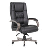 Zoey High-Back Executive Chair | Black Vinyl | Gray Wood Finish BM344492