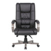 Zoey High-Back Executive Chair | Black Vinyl | Gray Wood Finish BM344492
