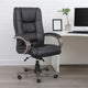 Zoey High-Back Executive Chair | Black Vinyl | Gray Wood Finish BM344492