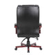 Zoey High-Back Executive Chair | Black Vinyl | Mahogany Wood Finish BM344493