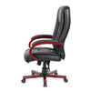 Zoey High-Back Executive Chair | Black Vinyl | Mahogany Wood Finish BM344493