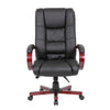 Zoey High-Back Executive Chair | Black Vinyl | Mahogany Wood Finish BM344493