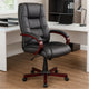 Zoey High-Back Executive Chair | Black Vinyl | Mahogany Wood Finish BM344493