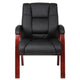 Aria Guest Armchair w Cherry Brown Wood Finish | Black Vinyl BM344494