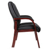 Aria Guest Armchair w Cherry Brown Wood Finish | Black Vinyl BM344494