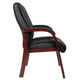 Aria Guest Armchair w Cherry Brown Wood Finish | Black Vinyl BM344494