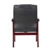 Aria Guest Armchair w Mahogany Brown Wood Finish | Black Vinyl BM344495