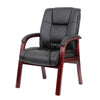 Aria Guest Armchair w Mahogany Brown Wood Finish | Black Vinyl BM344495