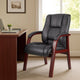 Aria Guest Armchair w Mahogany Brown Wood Finish | Black Vinyl BM344495