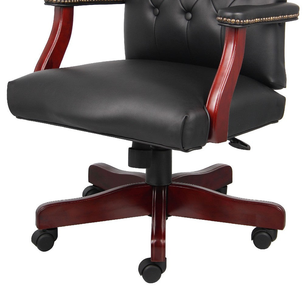Yuzu Executive Armchair | Gas-Lift Spring-Tilt | Wood Base | Black Vinyl BM344496