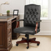 Yuzu Executive Armchair | Gas-Lift Spring-Tilt | Wood Base | Black Vinyl BM344496