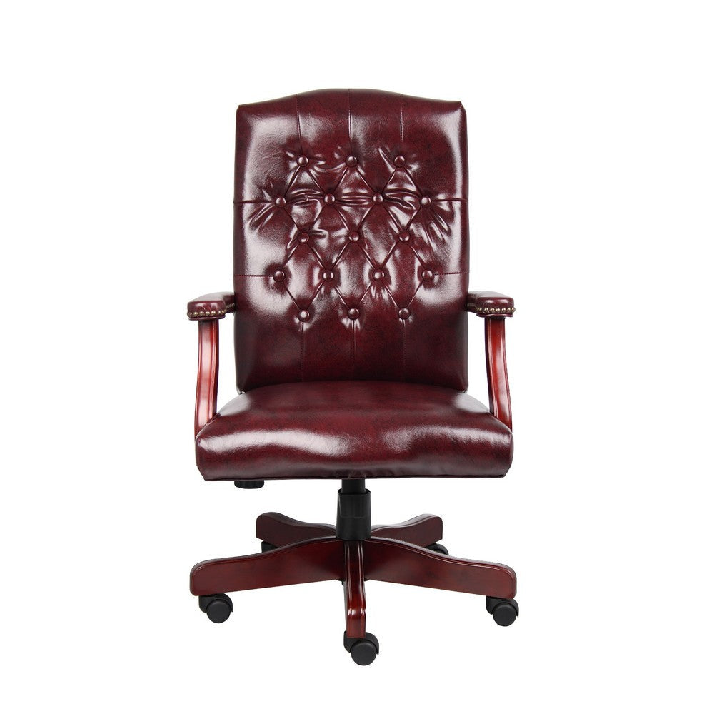 Yuzu Executive Armchair | Gas-Lift Spring-Tilt | Wood Base | Burgundy Vinyl BM344497