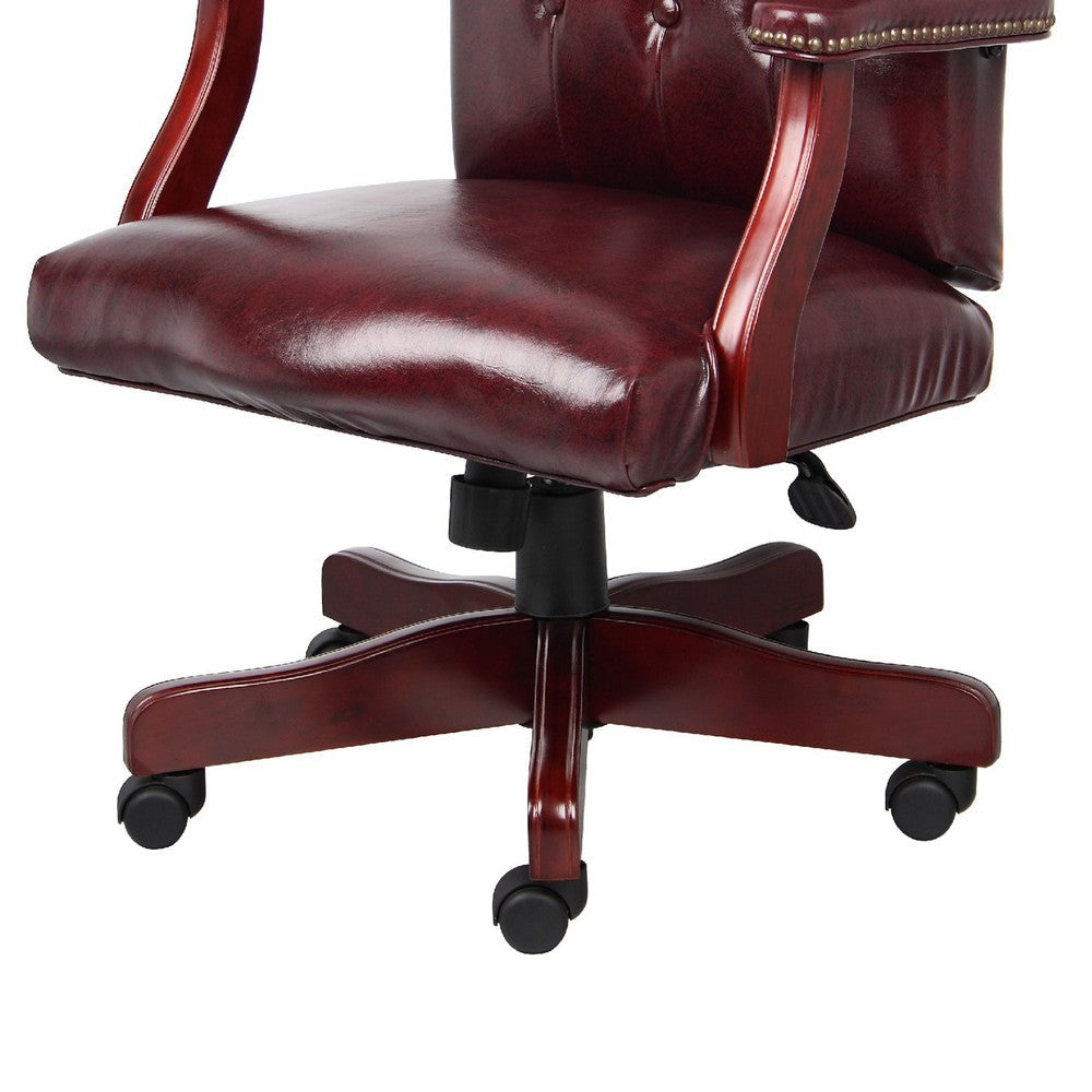 Yuzu Executive Armchair | Gas-Lift Spring-Tilt | Wood Base | Burgundy Vinyl BM344497
