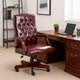 Yuzu Executive Armchair | Gas-Lift Spring-Tilt | Wood Base | Burgundy Vinyl BM344497
