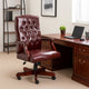 Yuzu Executive Armchair | Gas-Lift Spring-Tilt | Wood Base | Burgundy Vinyl