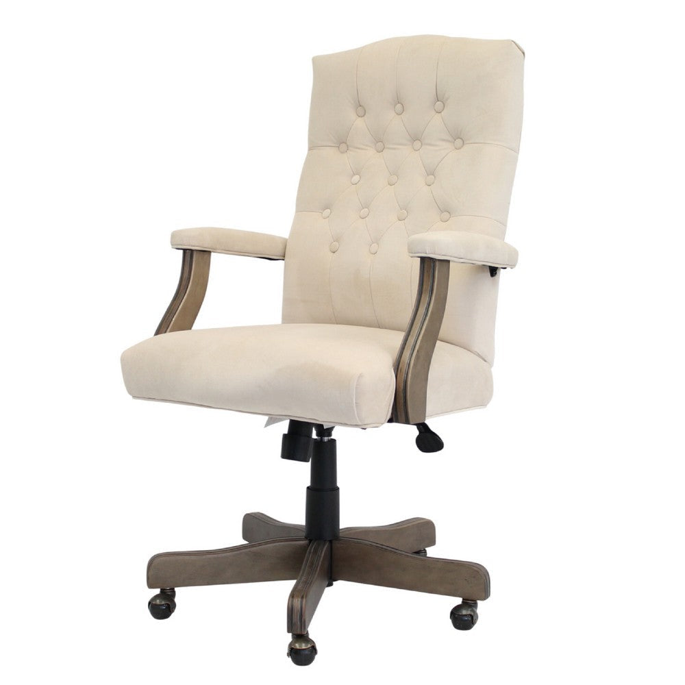 Jake Executive Armchair w Driftwood Finish | Champagne Tufted Velvet BM344498