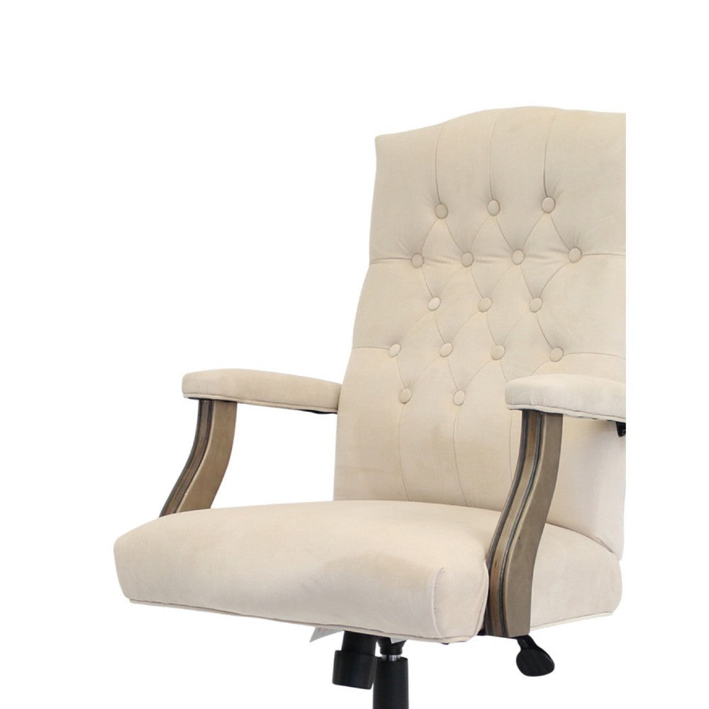 Jake Executive Armchair w Driftwood Finish | Champagne Tufted Velvet BM344498