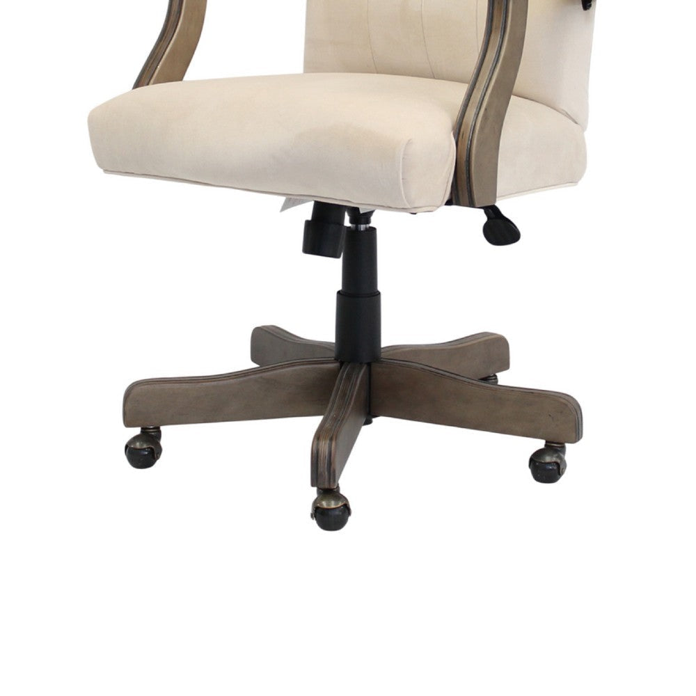 Jake Executive Armchair w Driftwood Finish | Champagne Tufted Velvet BM344498