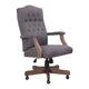 Jake Executive Armchair w Driftwood Finish | Gray Button Tufted Linen BM344500