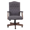 Jake Executive Armchair w Driftwood Finish | Gray Button Tufted Linen BM344500