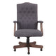 Jake Executive Armchair w Driftwood Finish | Gray Button Tufted Linen BM344500