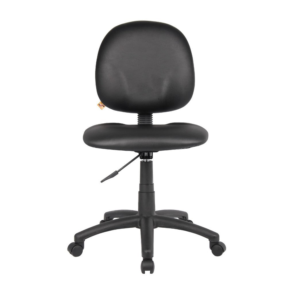 Nate Swivel Task Chair w Contour Back | Caster Wheels | Black Vinyl BM344501