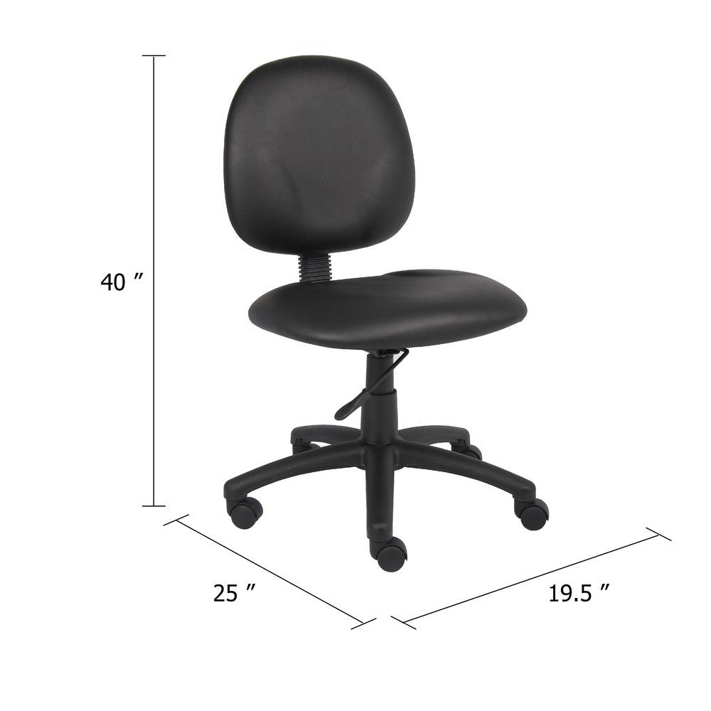 Nate Swivel Task Chair w Contour Back | Caster Wheels | Black Vinyl BM344501
