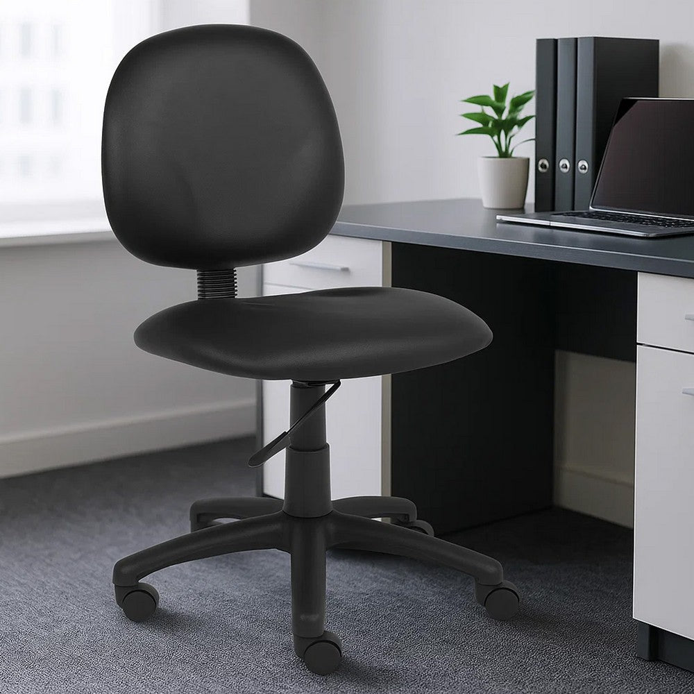 Nate Swivel Task Chair w Contour Back | Caster Wheels | Black Vinyl BM344501