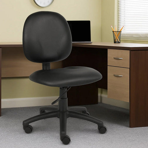 Nate Swivel Task Chair w Contour Back | Caster Wheels | Black Vinyl BM344501