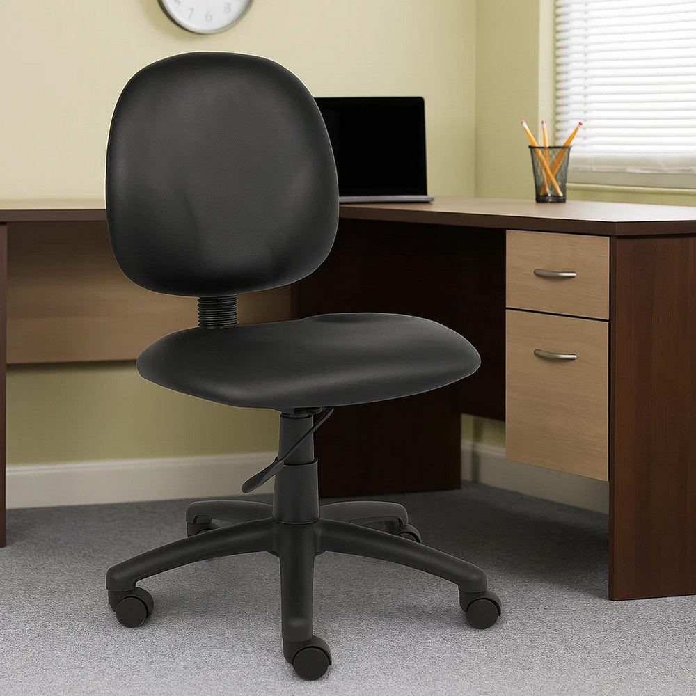 Nate Swivel Task Chair w Contour Back | Caster Wheels | Black Vinyl BM344501