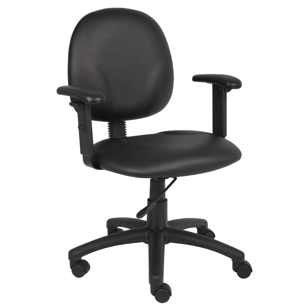 Blair Swivel Task Armchair w Contour Back | Caster Wheel | Black Vinyl BM344502