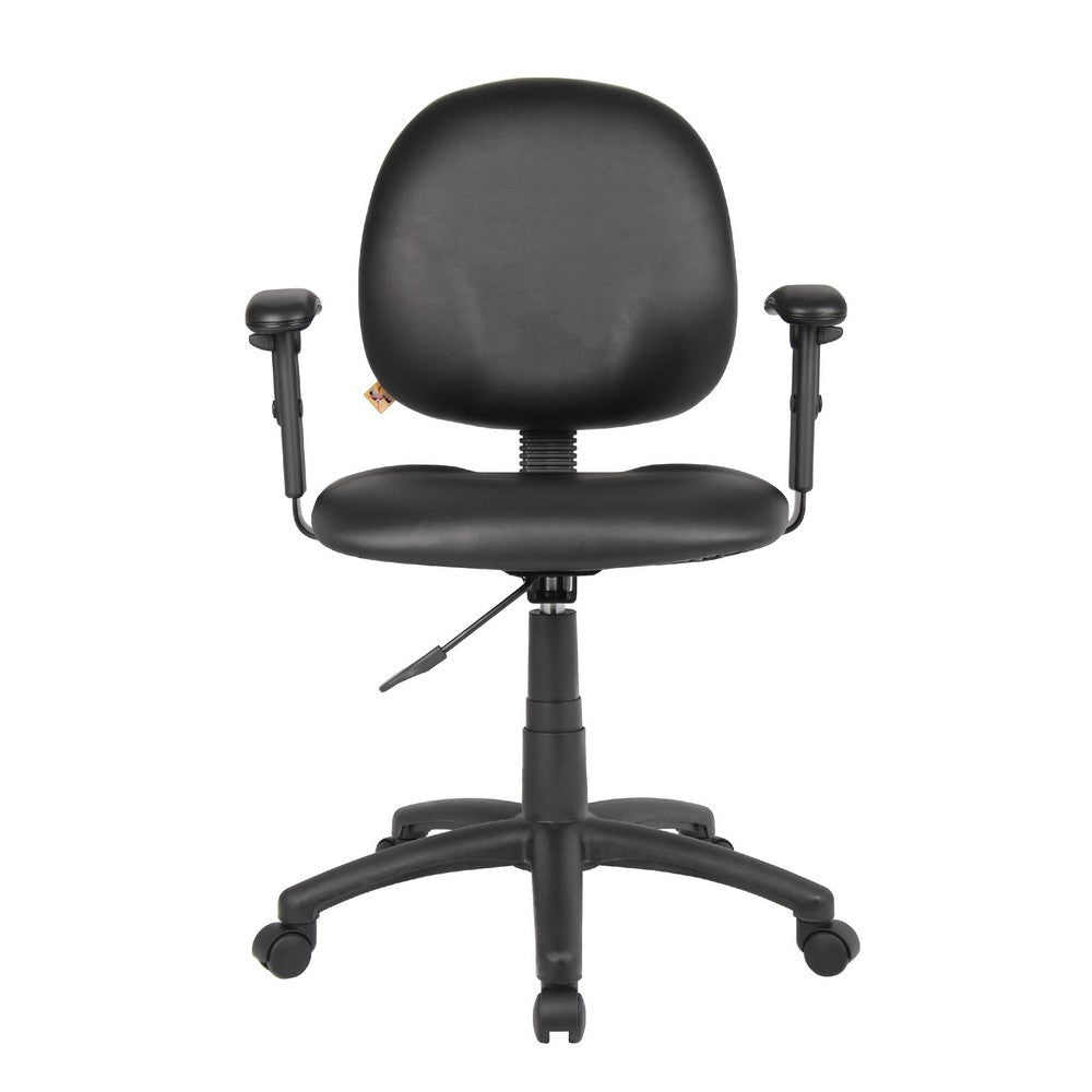 Blair Swivel Task Armchair w Contour Back | Caster Wheel | Black Vinyl BM344502