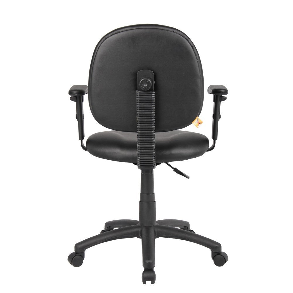 Blair Swivel Task Armchair w Contour Back | Caster Wheel | Black Vinyl BM344502
