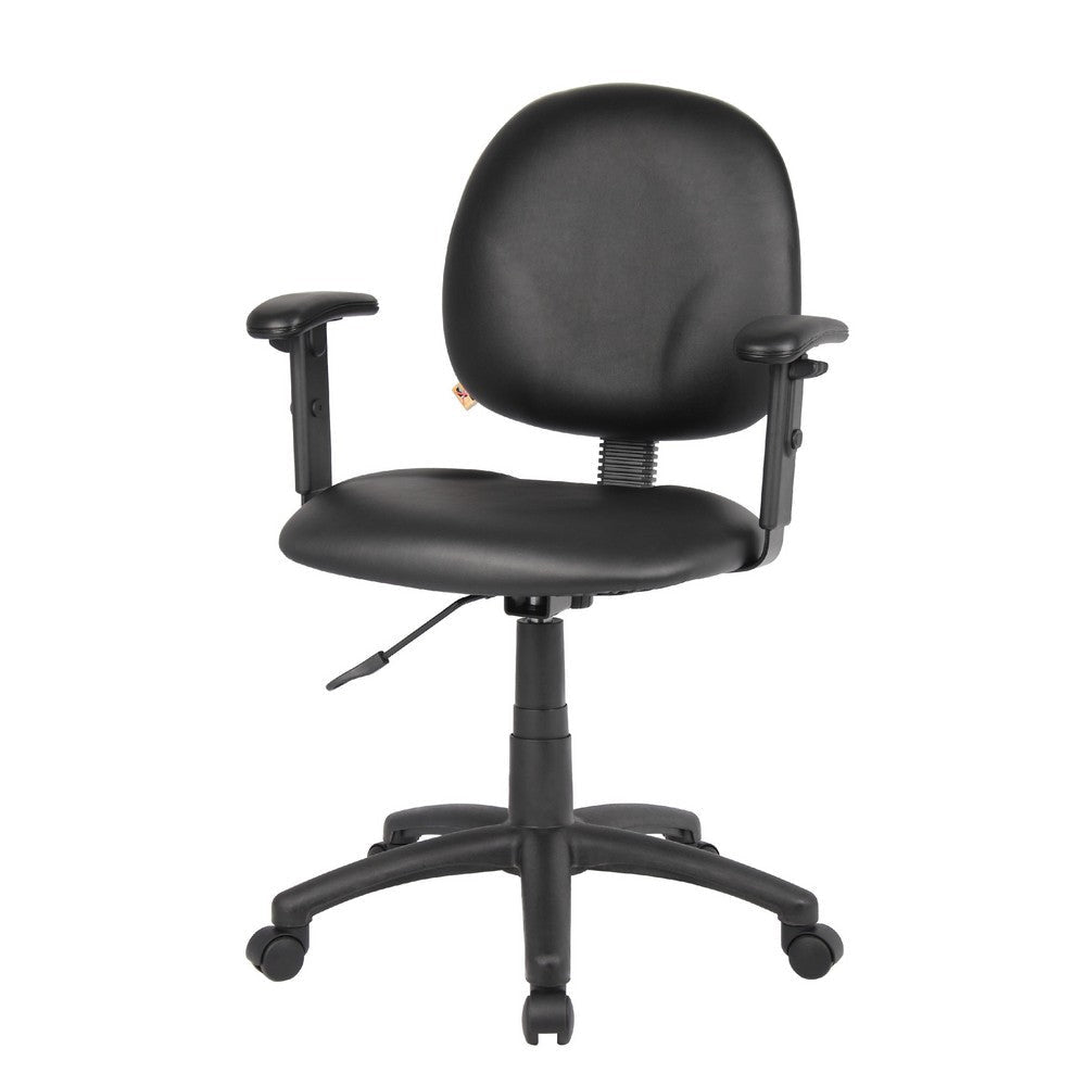 Blair Swivel Task Armchair w Contour Back | Caster Wheel | Black Vinyl BM344502