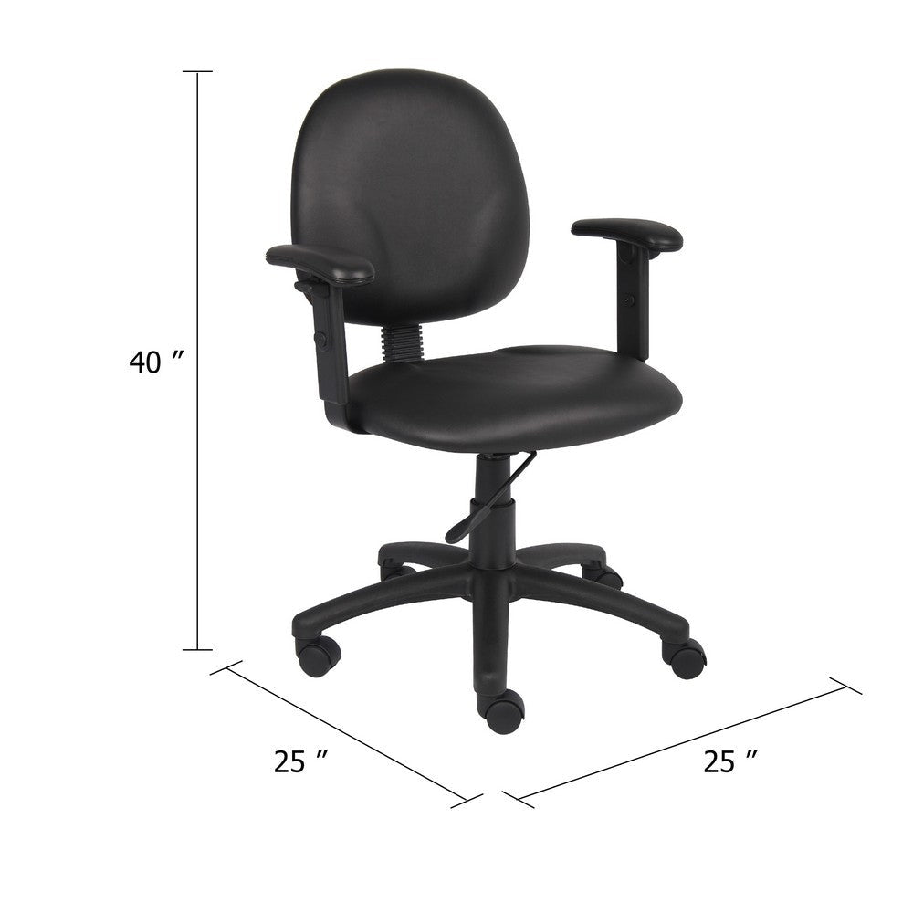 Blair Swivel Task Armchair w Contour Back | Caster Wheel | Black Vinyl BM344502