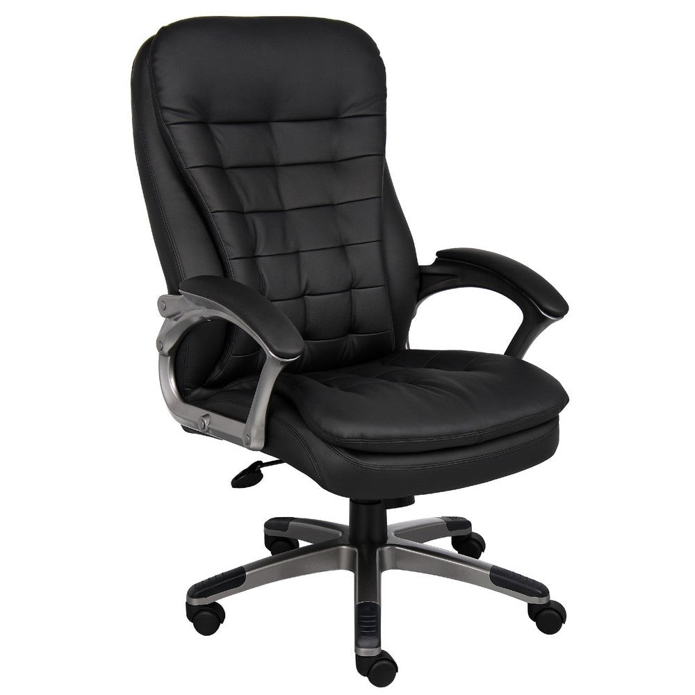 Kloe Executive High-Back Swivel Armchair in Pewter Gray | Black Vinyl BM344503