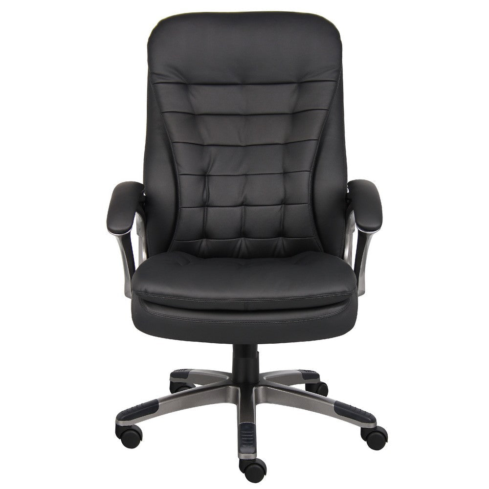 Kloe Executive High-Back Swivel Armchair in Pewter Gray | Black Vinyl BM344503